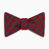 Red Rosette Medallion Printed Silk Bow Tie