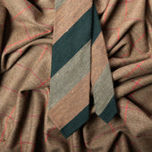 Triple Block Stripe Shantung Grenadine Bespoke Tie Green Occher