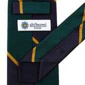 Japanese Repp Stripe Silk Tie Forest Eggplant