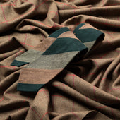 Triple Block Stripe Shantung Grenadine Bespoke Tie Green Occher