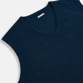 Dark Green Melange Cashmere V Neck Vest