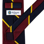 Japanese Repp Stripe Silk Tie Navy Burgundy Gold