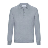 Merino Wool / Silk Knitted Polo - Light Grey