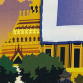 Bangkok Travel Poster Silk Pocket Square 40x40cm
