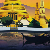 Bangkok Travel Poster Silk Pocket Square 40x40cm