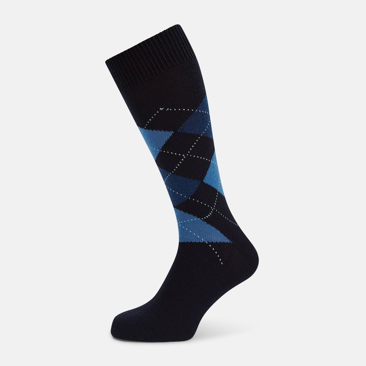 Blue Wool Check Mid Length Socks