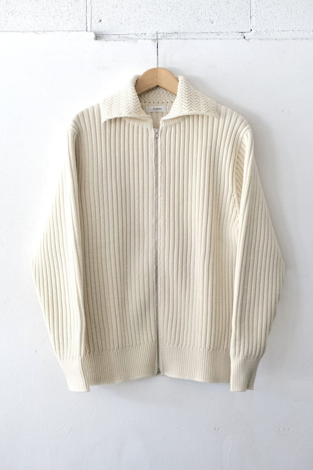 FUJITO Zip Up Cardigan Off White,Black | Directors Web Shop powered by BASE
