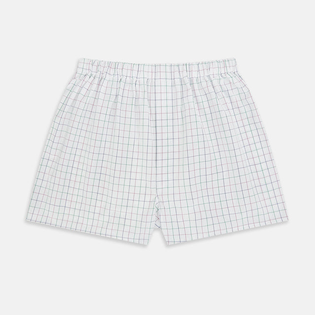 Pink Grid Check Godfrey Boxer Shorts