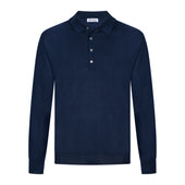 Merino Wool / Silk Knitted Polo - Navy