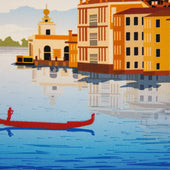 Venezia Travel Poster Silk Pocket Square 40x40cm
