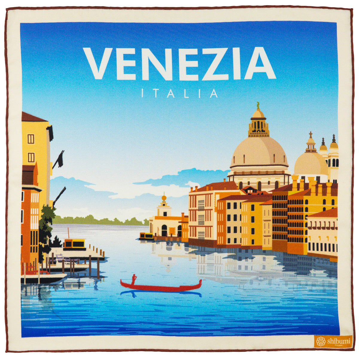 Venezia Travel Poster Silk Pocket Square 40x40cm