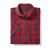 Sutter Sport Short Sleeve Shirt - Dark Brown / Scarlet Plaid