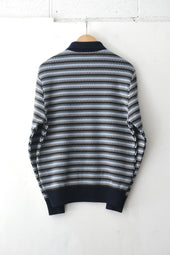 Fujito Knit Polo Sweater Pink Mosaic Navy Mosaic Directors Web Shop Powered By Base