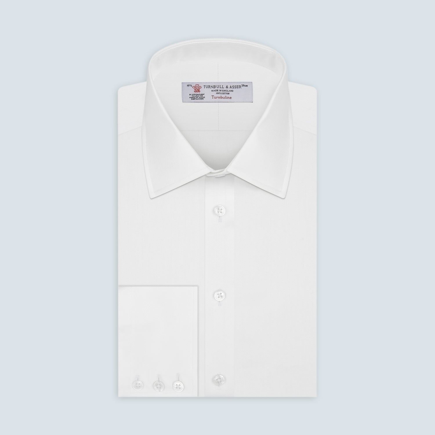 Herringbone Superfine Cotton Shirt With T A Collar And 3 Button Cuffs