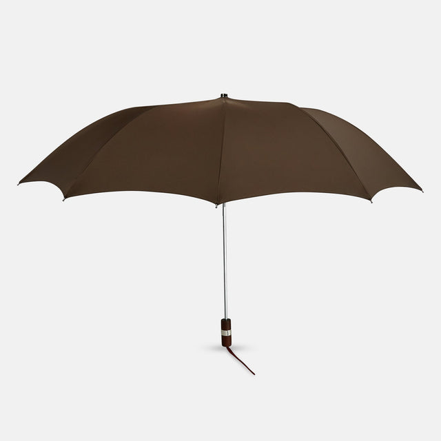 Brown Telescopic Umbrella with Brown Maple Handle