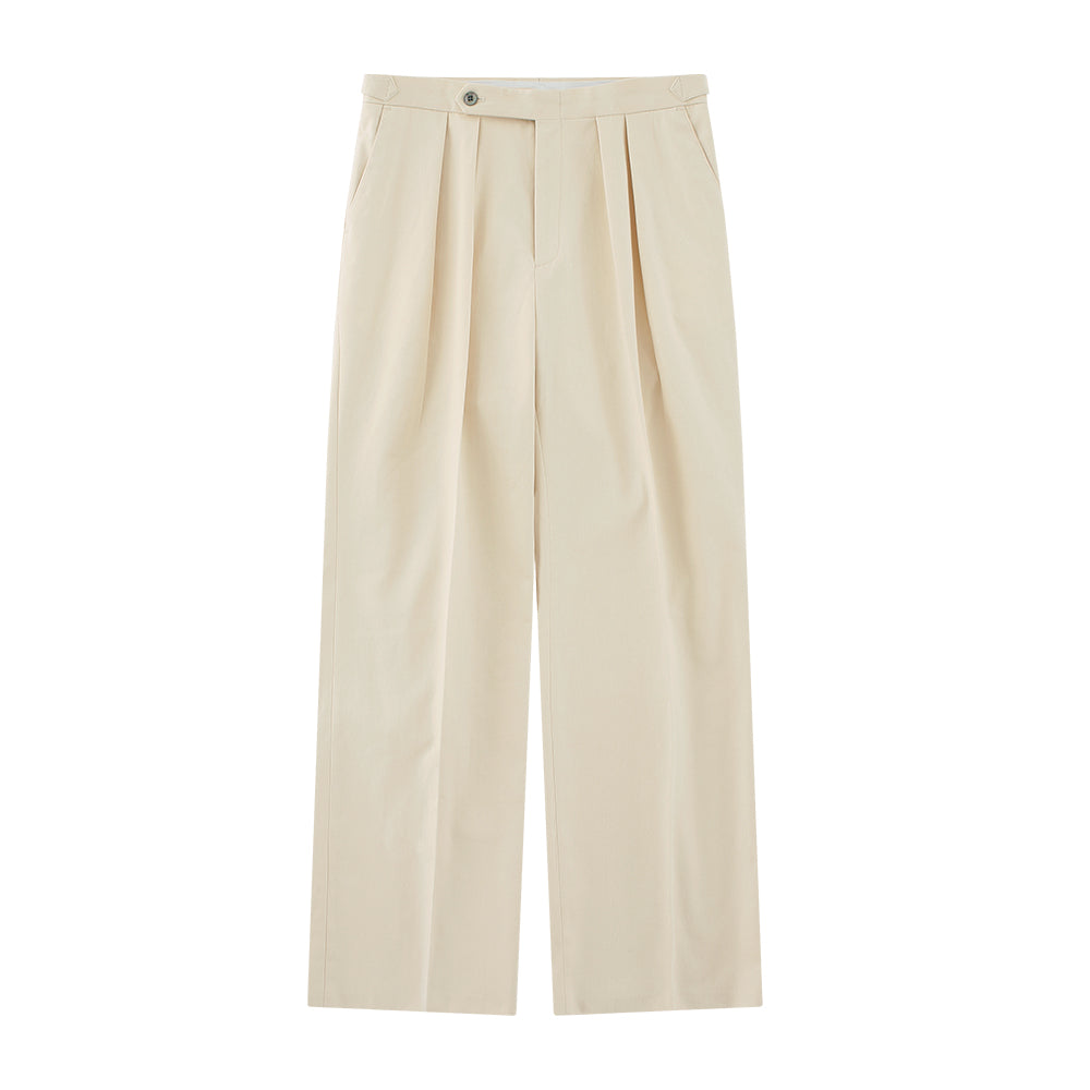 Easy Line Herringbone Cotton Wide Pants