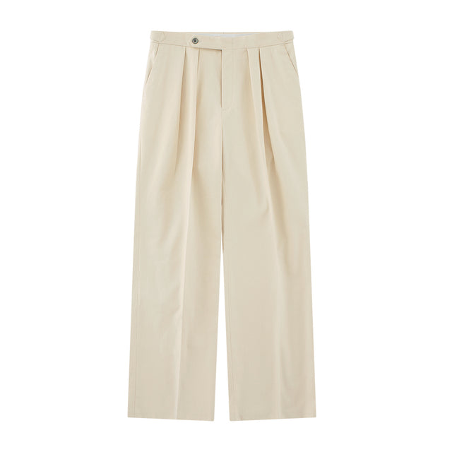 [Easy line] Herringbone cotton Wide Pants (ECRU)
