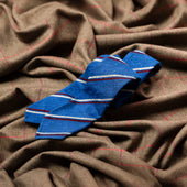 Striped Shantung Grenadine Bespoke Tie Blue White
