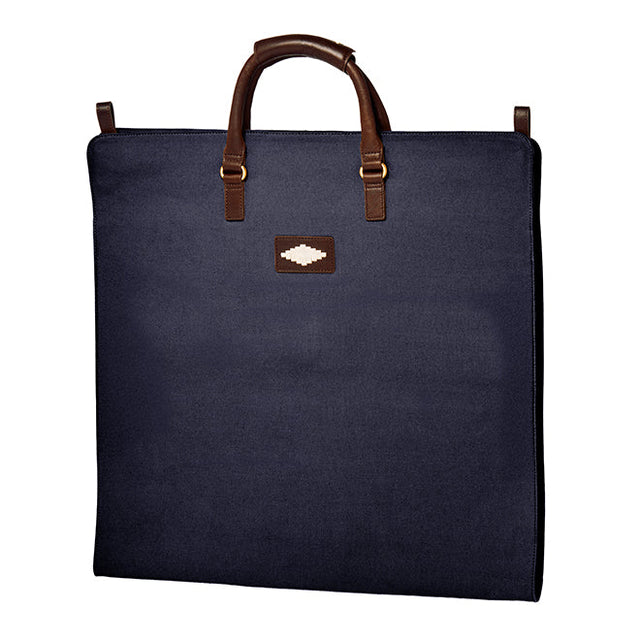 Traje suit cover - brown leather and navy canvas