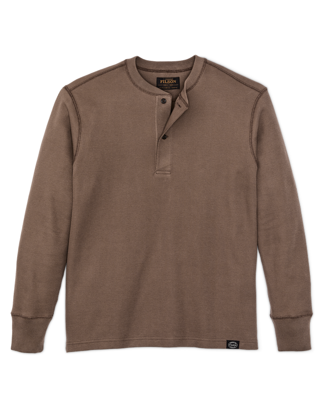 Waffle Knit Henley - Brown