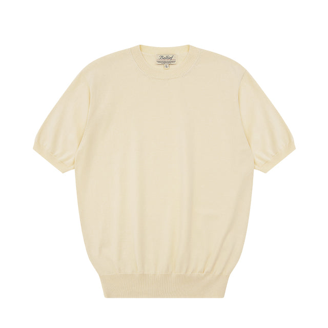 Essential Short Sleeve Round Knit (Ecru)