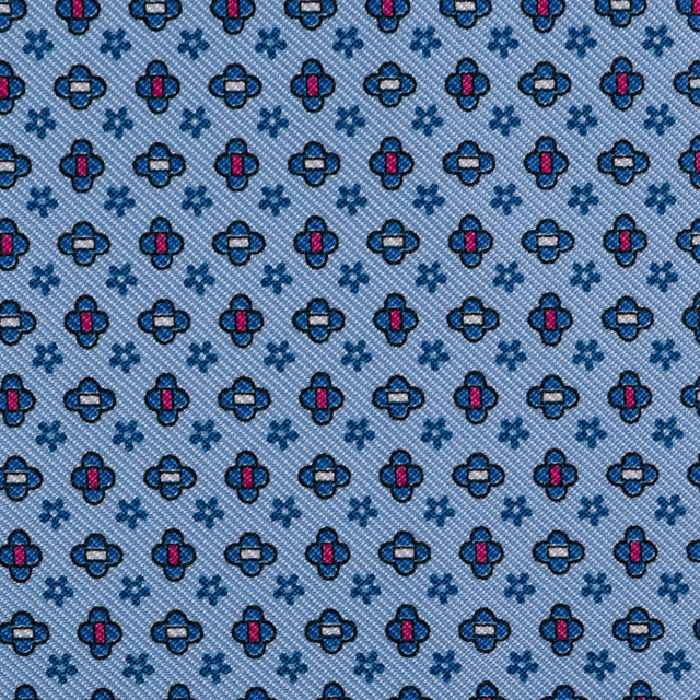 Floral Printed Silk Bespoke Tie - Light Blue