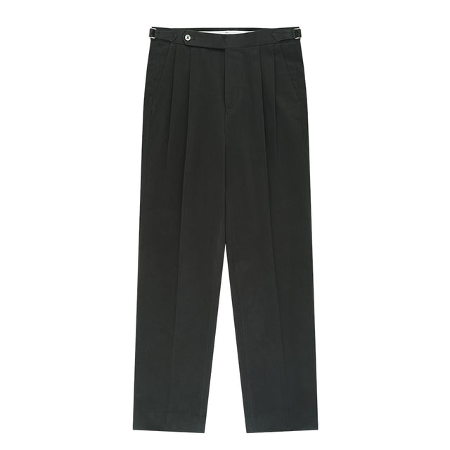Essential Gaberdine Heavy Double-Pleated relaxed Chino (Charcoal)