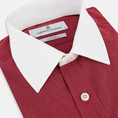 Dark Red Pin Check Shirt With Contrast T A Collar And Cuffs