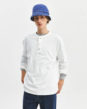 Henley Neck L S T Shirts Off White