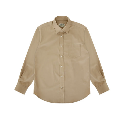 Gaberdine cotton classic fit shirt (Beige)