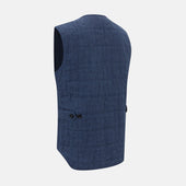 Blue Quilted Linen Herringbone Waistcoat