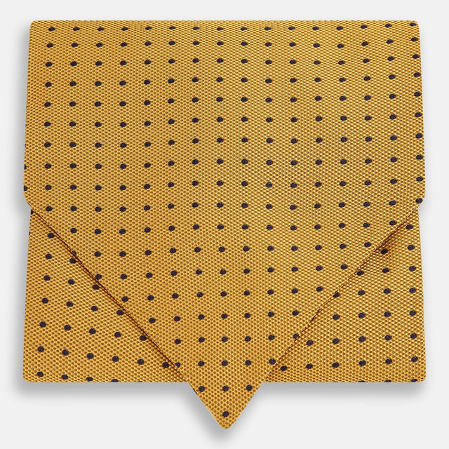 Navy and Yellow Micro Dot Silk Cravat