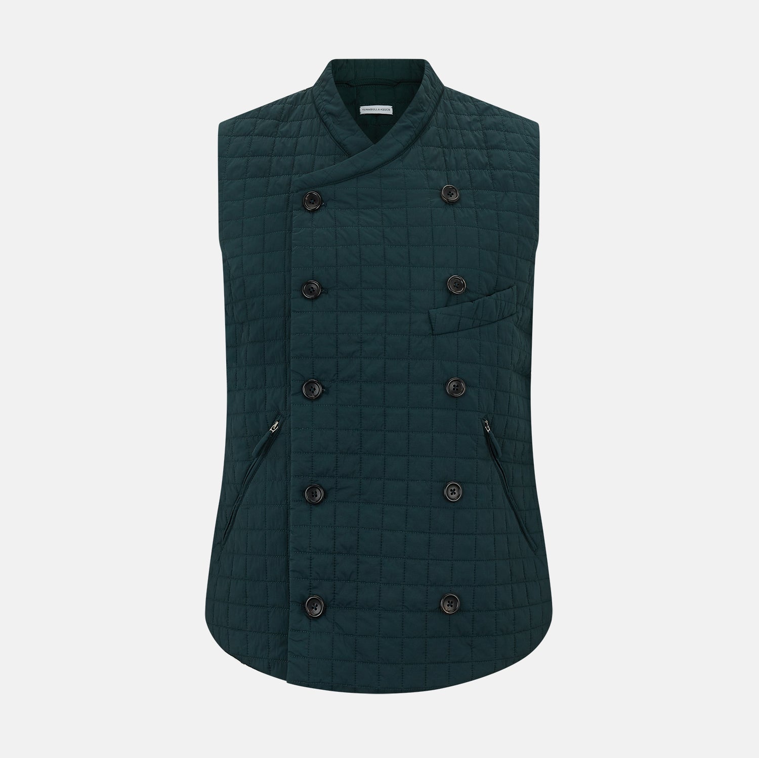 Green Double Breasted Quilted Gilet