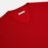 Red Fine Merino V Neck Jumper