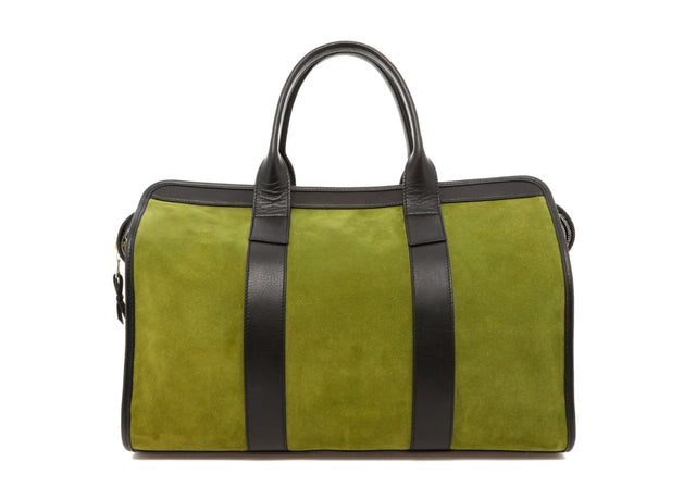 Small Travel Duffle - Loden Green/Black Trim - Suede