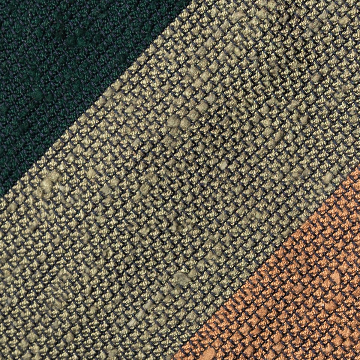 Triple Block Stripe Shantung Grenadine Bespoke Tie Green Occher