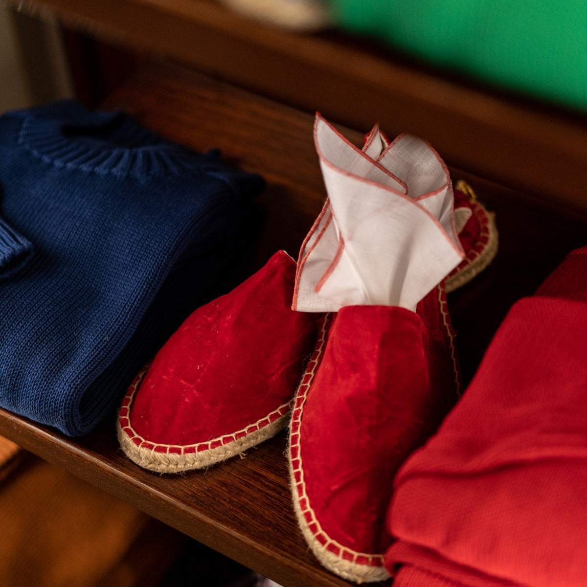 Velvet Espadrilles In Dark Red