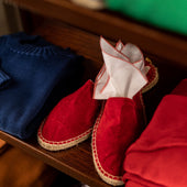 Velvet Espadrilles In Dark Red