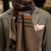 Multi Stripe Cashmere Scarf In And Red