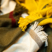 Heavy Twill Hand Woven Cashmere Shawl In Gold