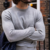 Soft Extrafine Merino Wool Sweater In Grey