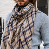 Cashmere Overcheck Scarf In And Natural