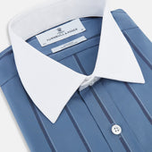 Grey Track Stripe Shirt With Contrast T A Collar And Cuffs