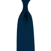 Kuska Handwoven Grossa Grenadine Silk Tie - Light Navy