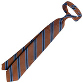 Striped Grossa Grenadine Silk Tie Rust Sky