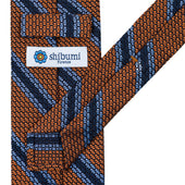 Striped Grossa Grenadine Silk Tie Rust Sky