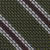 Striped Grossa Grenadine Silk Tie Olive Ivory