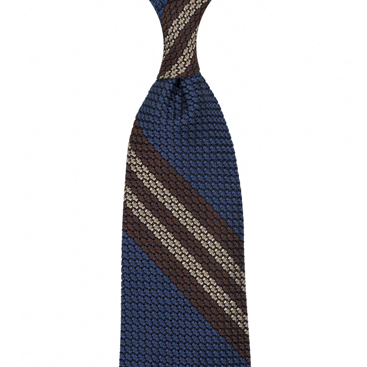 Striped Grossa Grenadine Silk Tie Light Brown Beige
