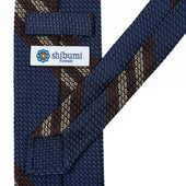 Striped Grossa Grenadine Silk Tie Light Brown Beige