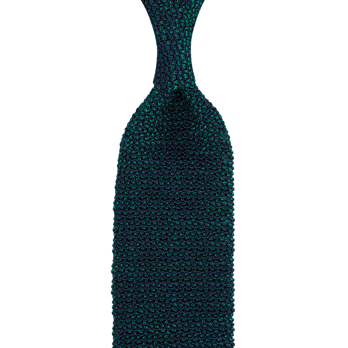 Crunchy Silk Knit Tie Navy Green Mottled